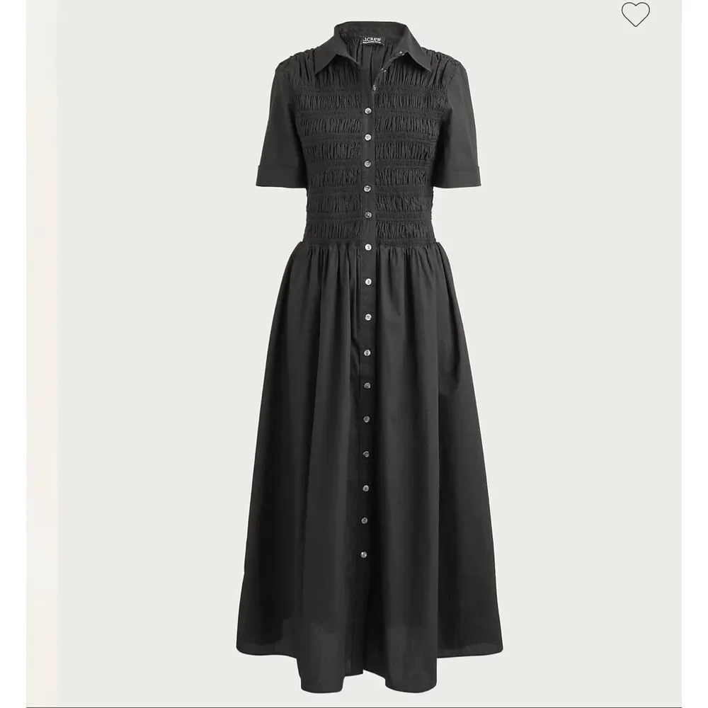 J. Crew Elsie shirt-dress in cotton poplin in Black NWT Size Small